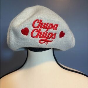 H&M Cream Beret with Red Details